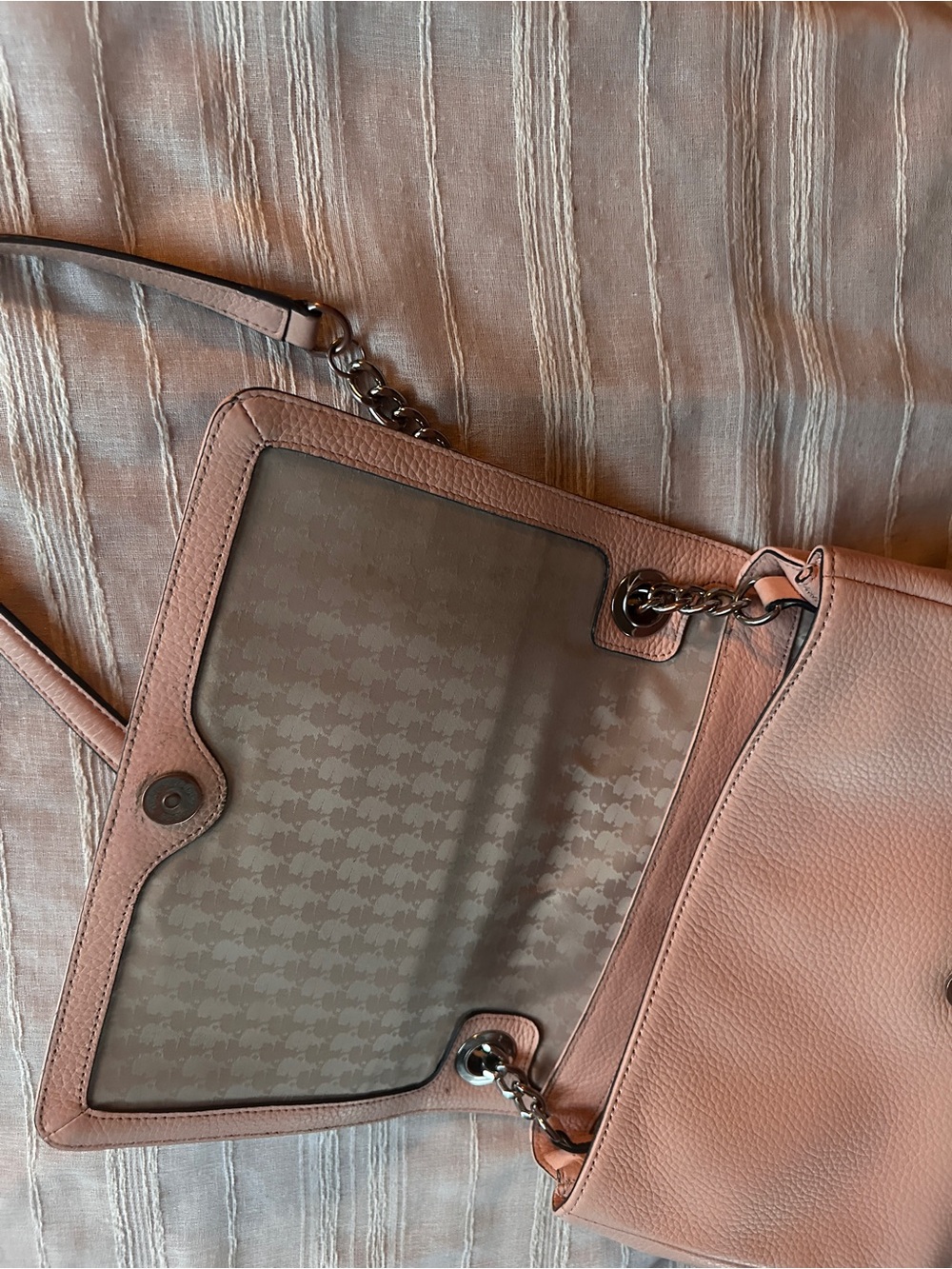Karl Lagerfeld Paris Charlotte Quilted Chevron Shoulder Bag in Blush Pink - Picture 9 of 13